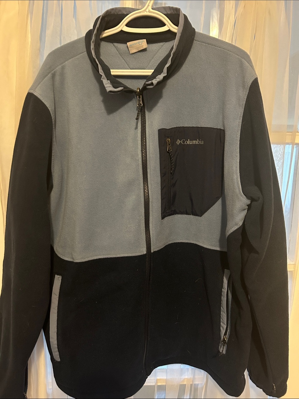 Men’s Columbia fleece zip up jacket navy/light blue XL